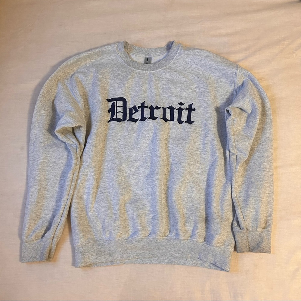 Gildan Gray Detroit Crewneck Sweatshirt